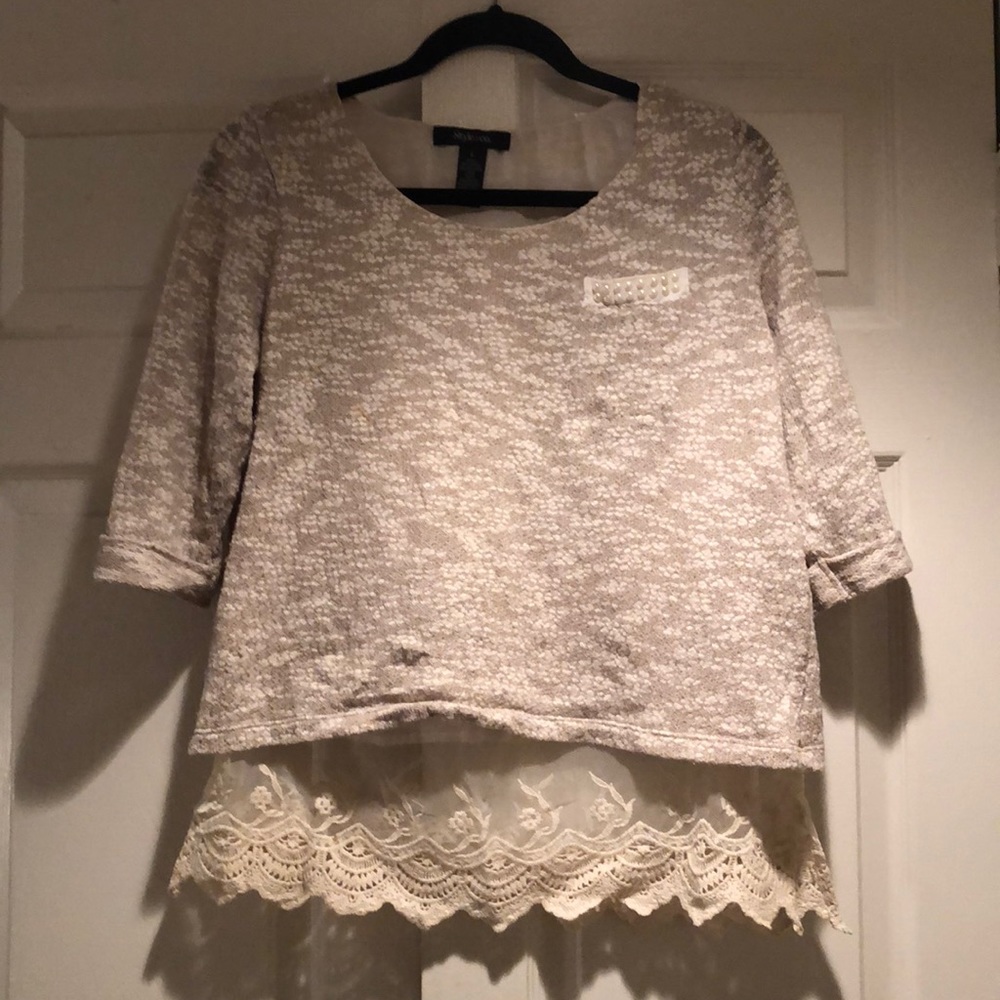 Style & Co Sweater with lace trim